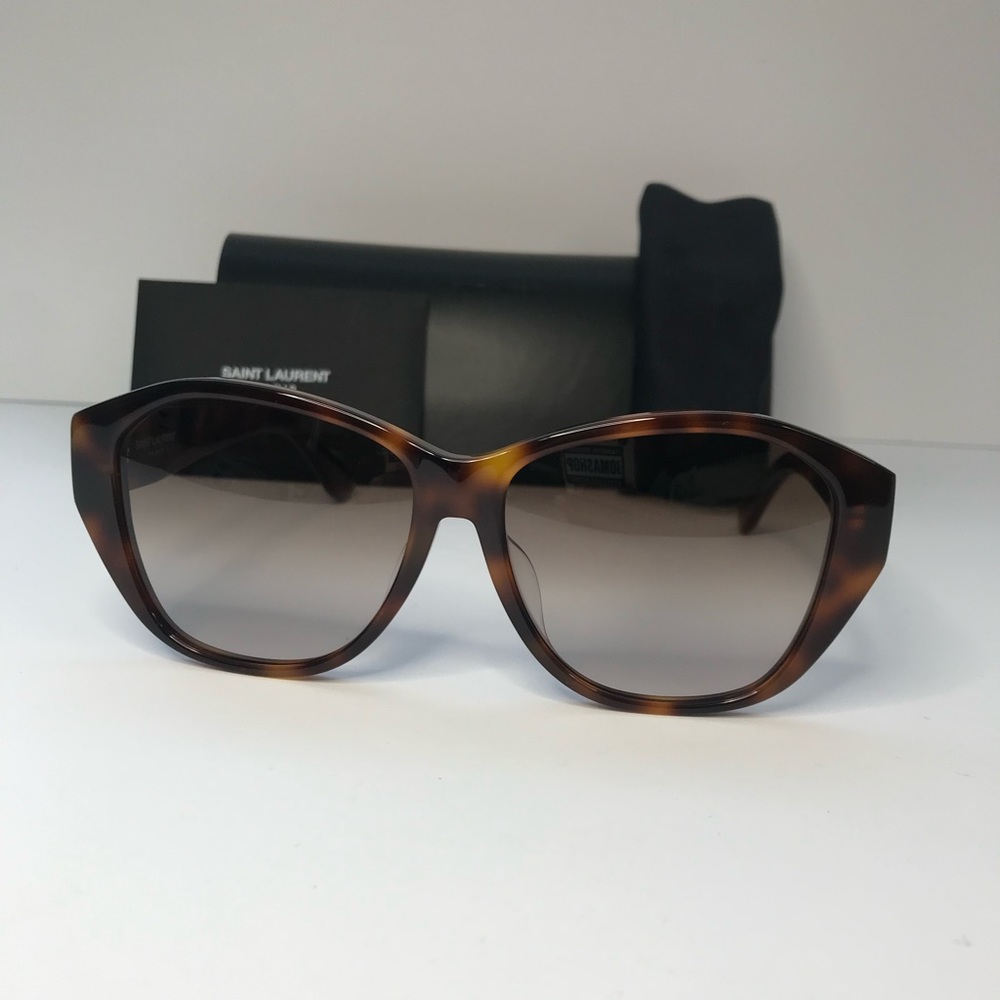 New Authentic Saint Laurent SLM8 Cat Eye Havana Brown Frame/grey Lenses Sunglass - Picture 6 of 15